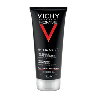 Vichy Homme Hydra Mag C Hidratáló-frissítő tusfürdő férfiaknak testre és hajra 200 ml