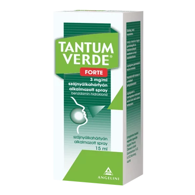 TANTUM VERDE FORTE 3MG/ML SZÁJNYÁLKAHÁRTYÁN ALKALMAZOTT SPRAY 15ML