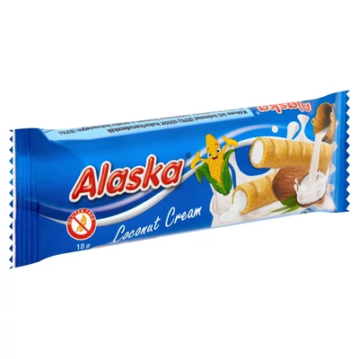 ALASKA KÓKUSZ ÍZŰ KRÉMMEL (83%) KRÉMMEL TÖLTÖTT KUKORICARUDACSKÁK 18G