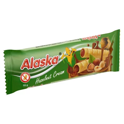 ALASKA MOGYORÓ ÍZŰ KRÉMMEL (83%) TÖLTÖTT KUKORICARUDACSKÁK 18G