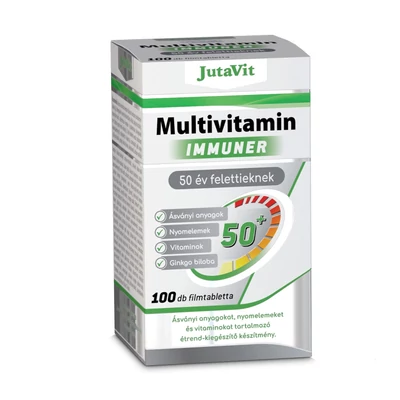 JUTAVIT MULTIVITAMIN IMMUNER 50 ÉV FELETTIEKNEK FILMTABLETTA 50+ 100DB - INGYENES SZÁLLÍTÁS GLS CSOMAGAUTOMATÁBA