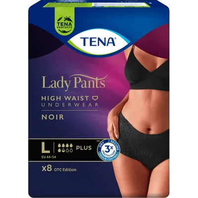 TENA LADY PANTS PLUS L INKONTINENCIA FEHÉRNEMŰ FEKETE 8X