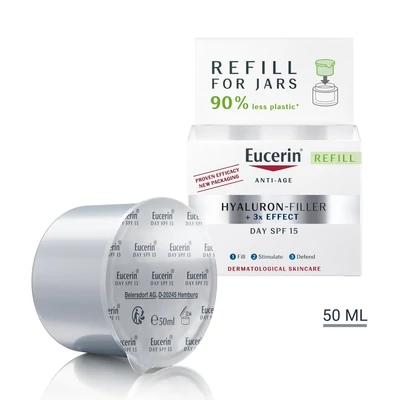 EUCERIN HYALURON-FILLER  RÁNCFELTÖLTŐ NAPPALI ARCKRÉM SPF15 ÖKO-UTÁNTÖLTŐ 50ML