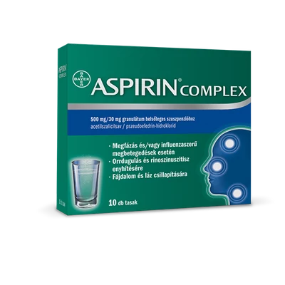 ASPIRIN COMPLEX 500MG/30MG GRANULÁTUM BELSŐLEGES SZUSZPENZIÓHOZ 10X