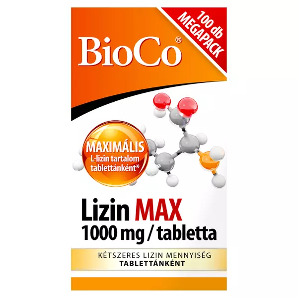 BioCo Lizin Max 1000 mg/tabletta L-lizint tartalmazó étrend-kiegészítő tabletta 100 x 1,4 g (140 g)