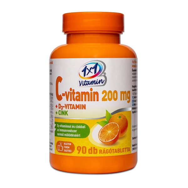 VITAPLUS 1X1 C-VIT.200+D3+CINK RAGOTABL. 90X