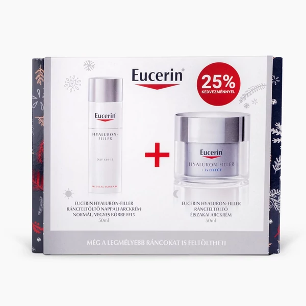 Eucerin Hyaluron-Filler +3x Effect ráncfeltöltő ajándékcsomag normál/vegyes bőrre 50ml + 50ml