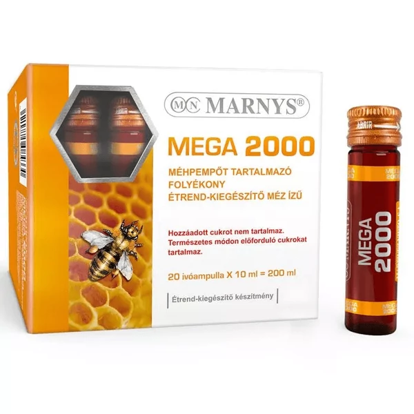 MARNYS MEGA 2000 MÉHPEMPŐT TARTALMAZÓ FOLYÉKONY ÉTREND-KIEGÉSZÍTŐ MÉZ ÍZŰ 20X10ML
