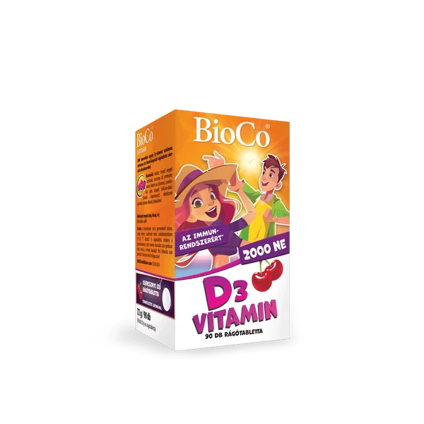 BioCo D3-vitamin 2000 NE cseresznyés rágótabletta 90 db