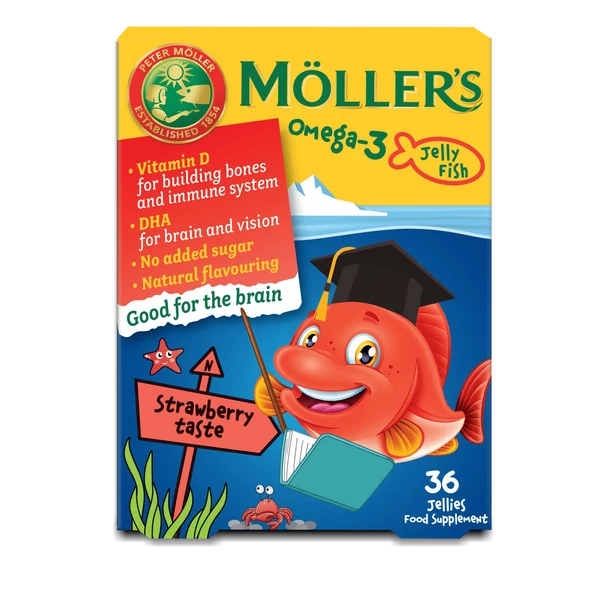 Möller’s Omega-3 halacska gumivitamin eper íz 36x