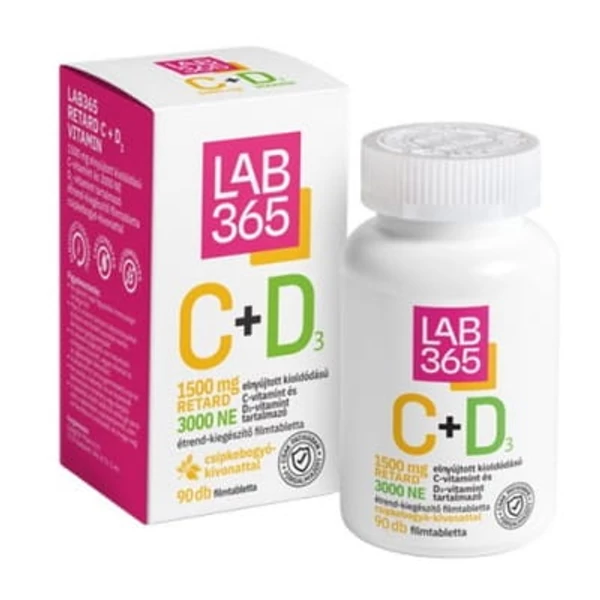 LAB365 RETARD C_VITAMIN 1500mg + D3 VITAMIN 3000NE 90x filmtabletta