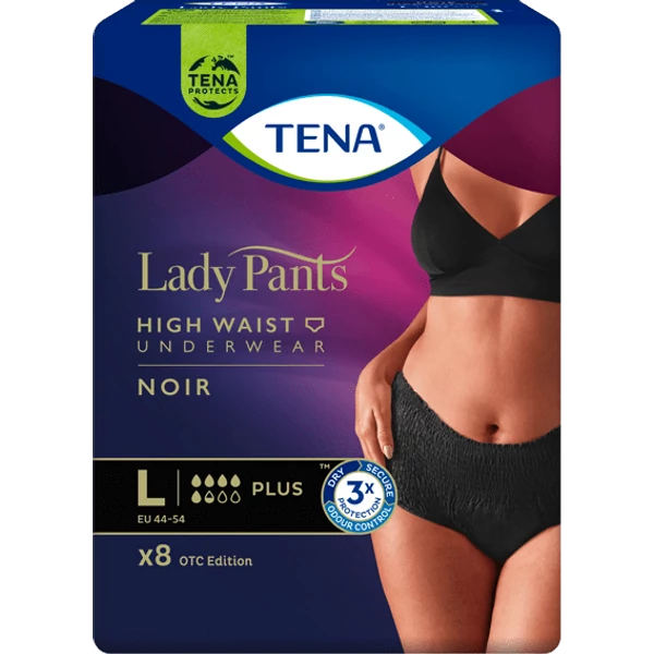 TENA LADY PANTS PLUS L INKONTINENCIA FEHÉRNEMŰ FEKETE 8X