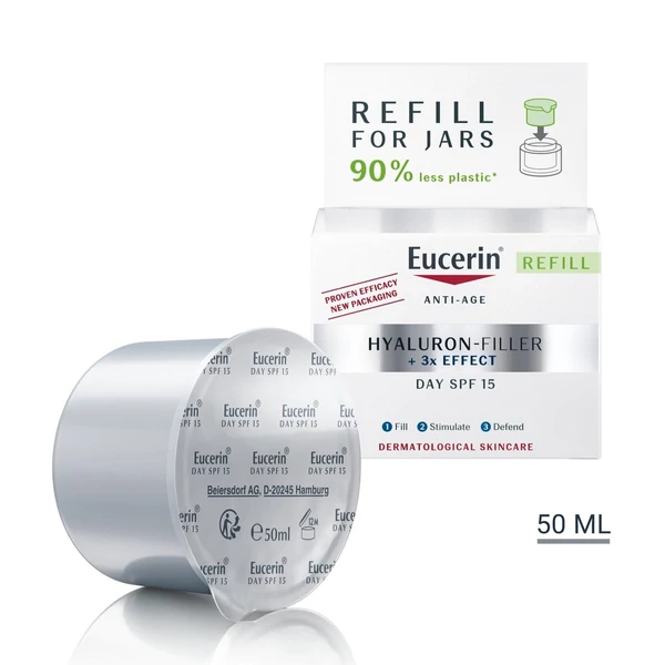 EUCERIN HYALURON-FILLER  RÁNCFELTÖLTŐ NAPPALI ARCKRÉM SPF15 ÖKO-UTÁNTÖLTŐ 50ML