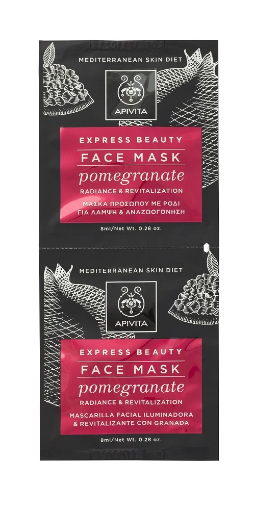 APIVITA EXPRESS FIATALÍTÓ ÉS RAGYOGÁST FOKOZÓ ARCMASZK GRÁNÁTALMÁVAL 2X8ML