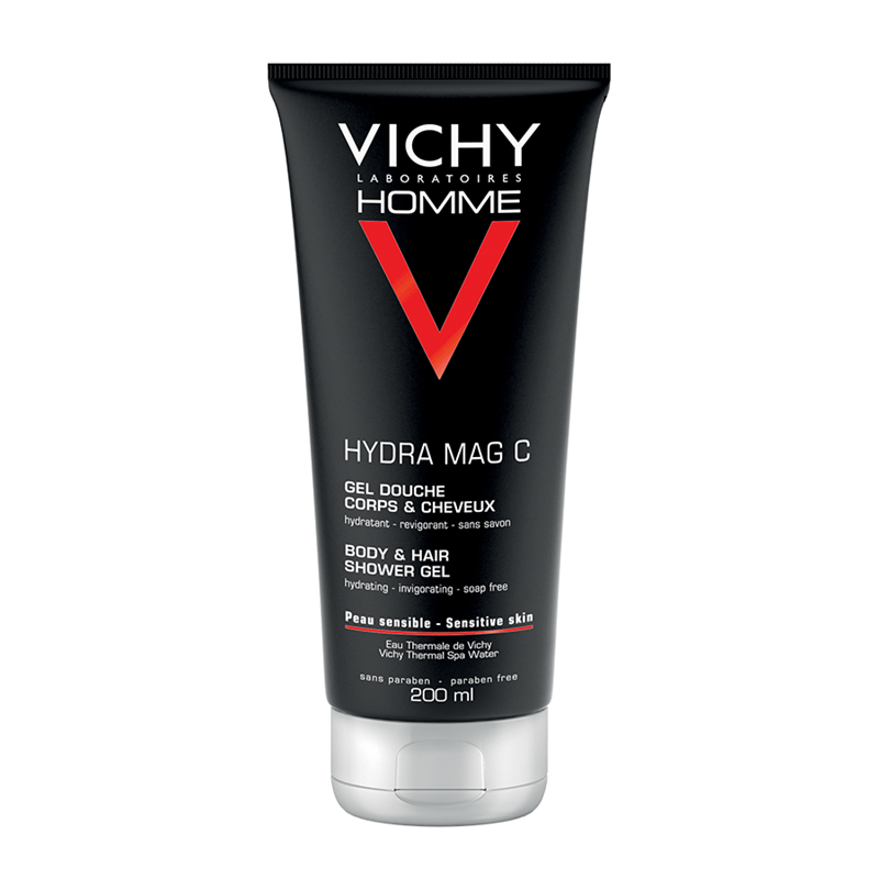 Vichy Homme Hydra Mag C Hidratáló-frissítő tusfürdő férfiaknak testre és hajra 200 ml