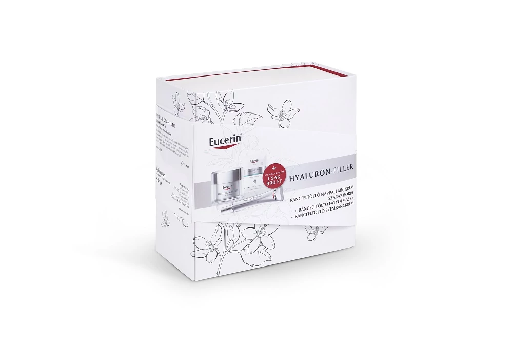 EUCERIN HYALURON-FILLER NAPPALI ARCKRÉM SZÁRAZ BŐRRE + SZEMRÁNCKRÉM + FÁTYOLMASZK