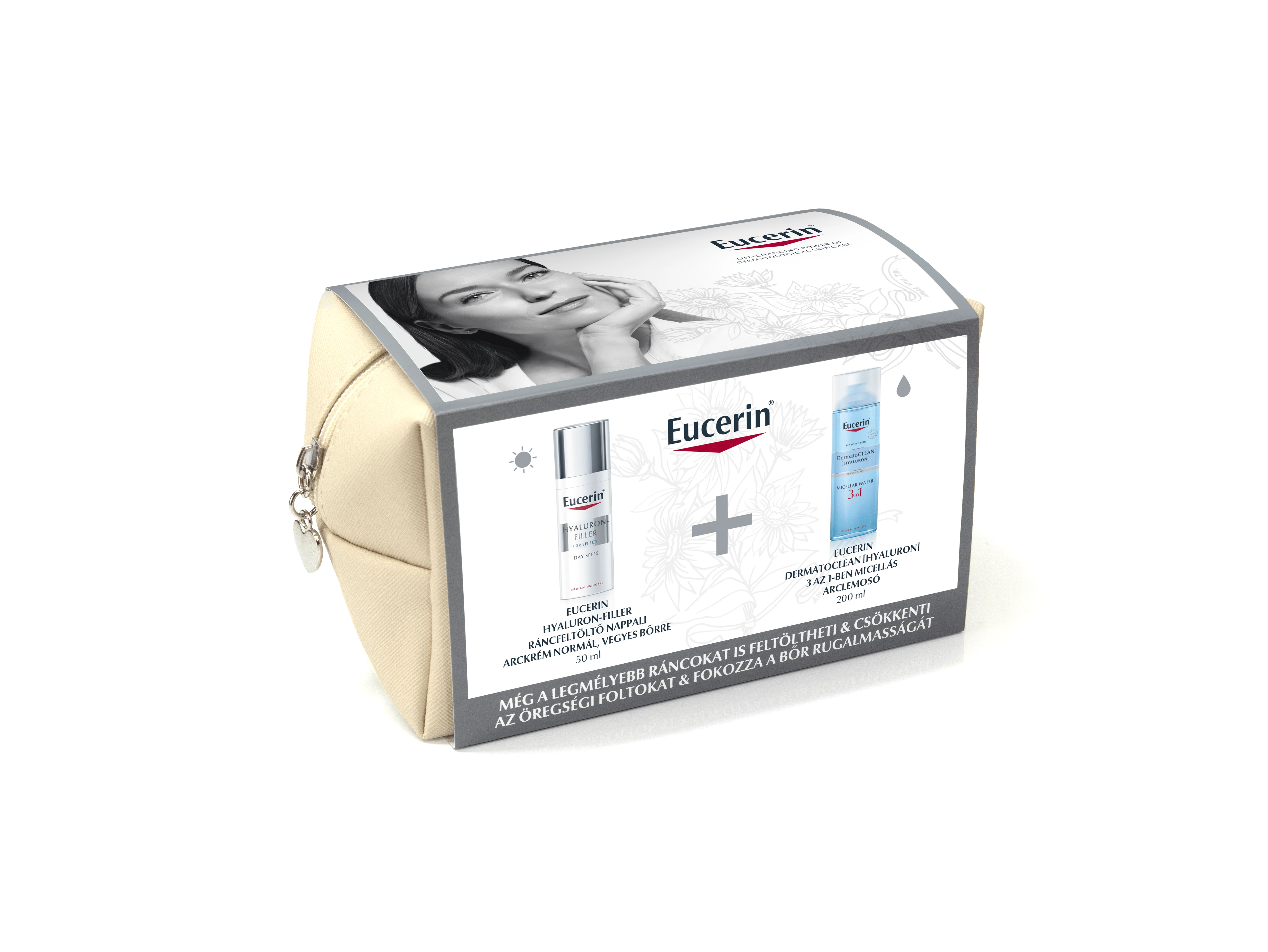 EUCERIN HYALURON-FILLER ARCKRÉM NORMÁL + DERMATO CLEAN ARCLEMOSÓ 50ML + 200ML