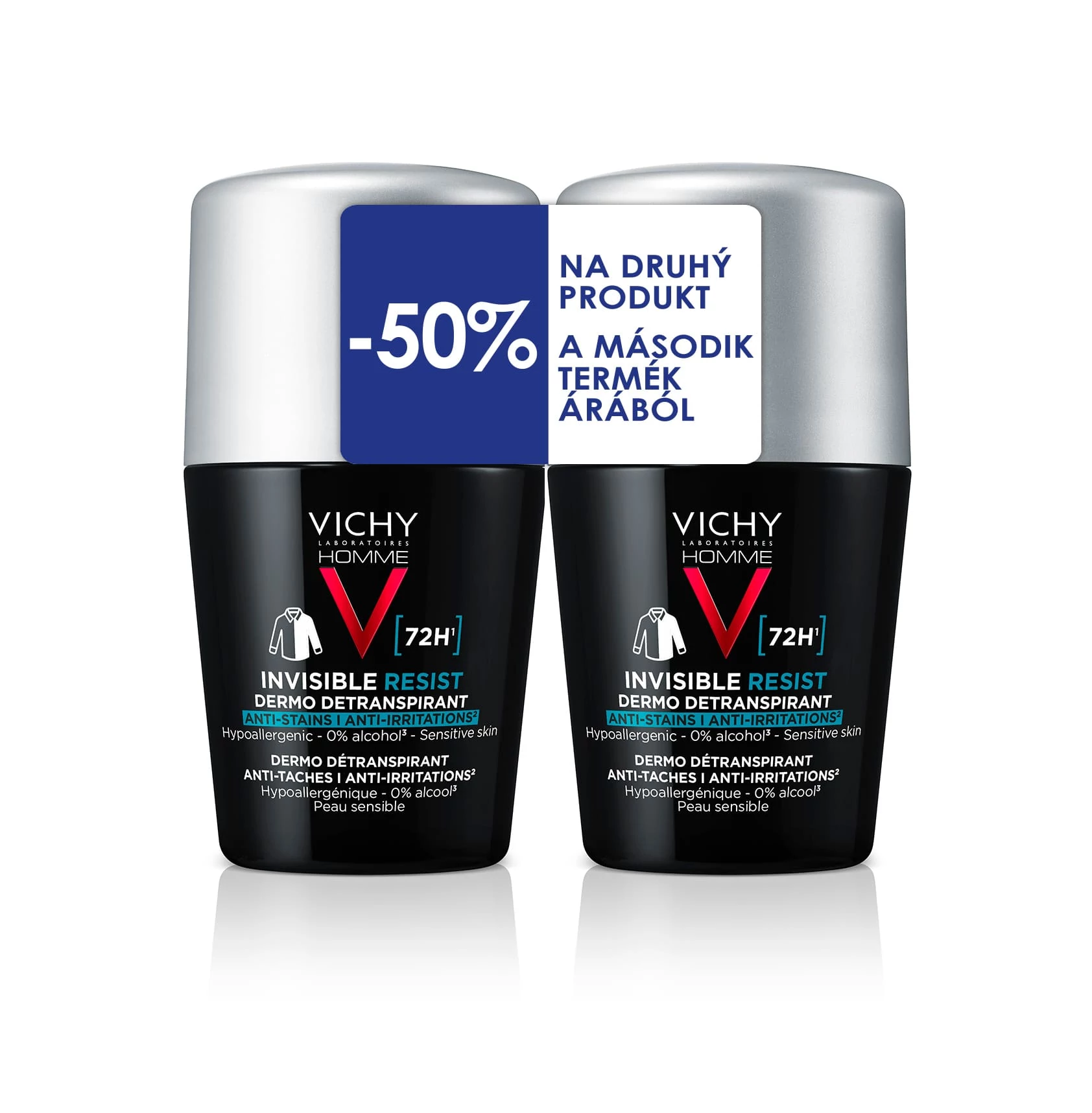 VICHY HOMME DEO 72H INVISIBLE RESIST 2X50ML